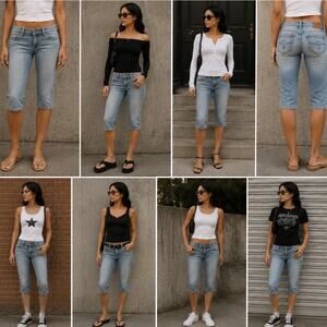 Vintage Guess Jeans Capri Pants Women’s 27 Light Wash Low Rise Y2K Denim Stretch